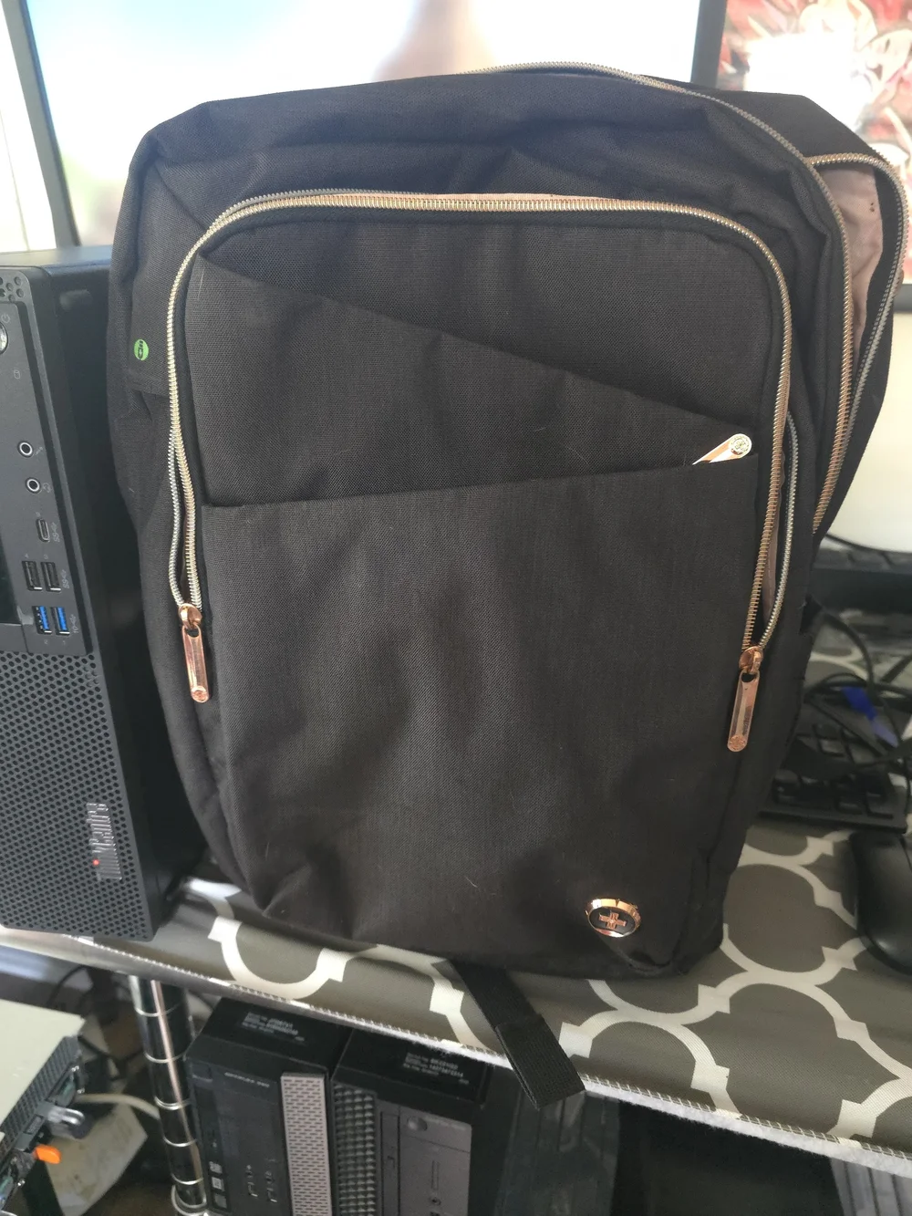 Black Laptop Backpack – With Rose Gold Zippers Classic Pack